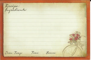 Vintage Bicycle with Flowers 4" x 6" Recipe Cards